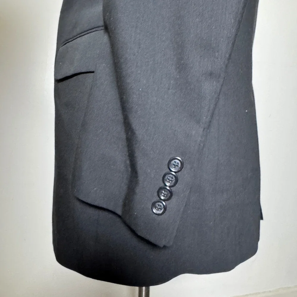 Jos. A. Bank‎ Suit Mens 44L W38 Black Solid Wool 2 Button Classic Professional